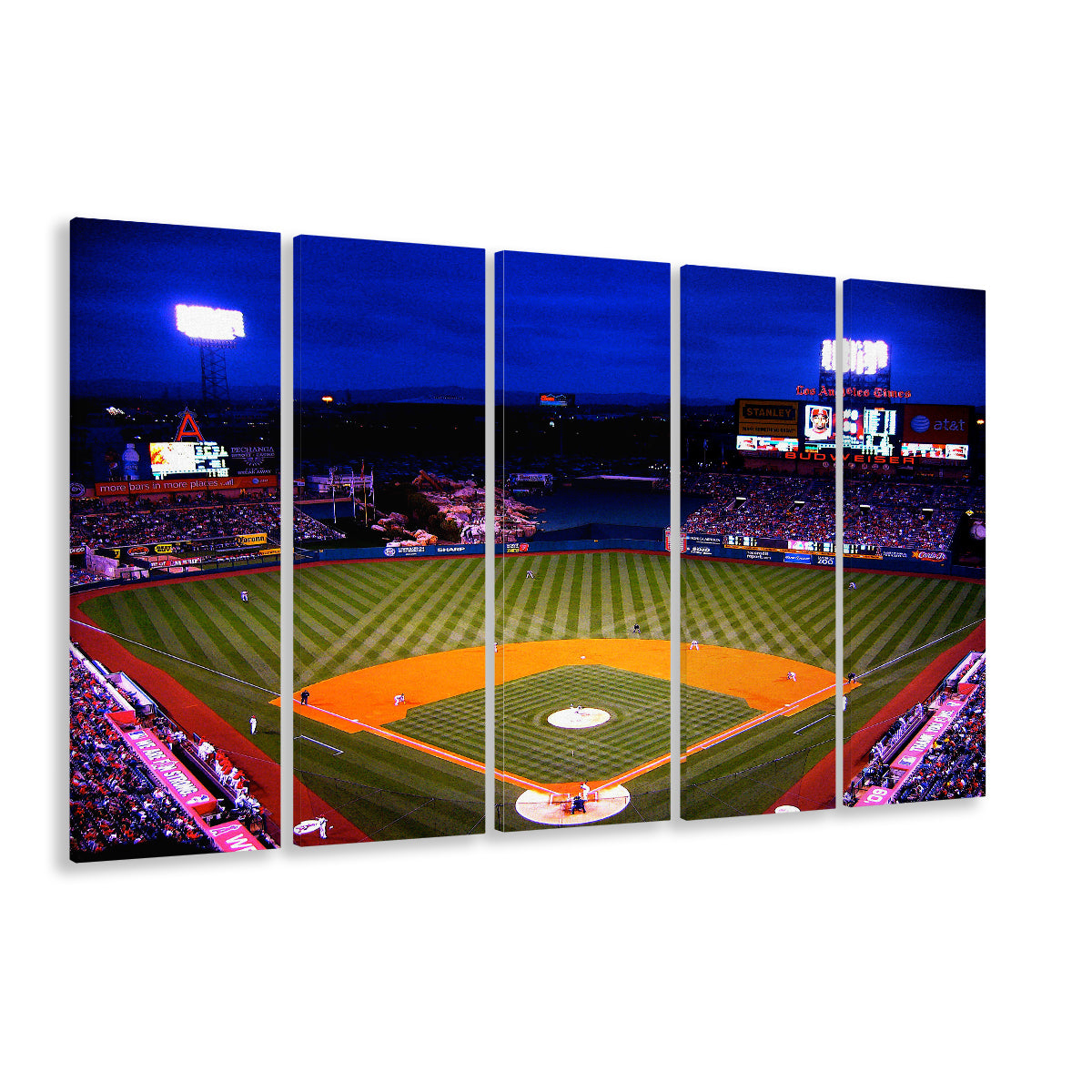 Los Angeles Angels of Anaheim, Stadium Canvas, Sport Art, 5 Panel B, Extra Large Canvas, Canvas Print Wall Art
