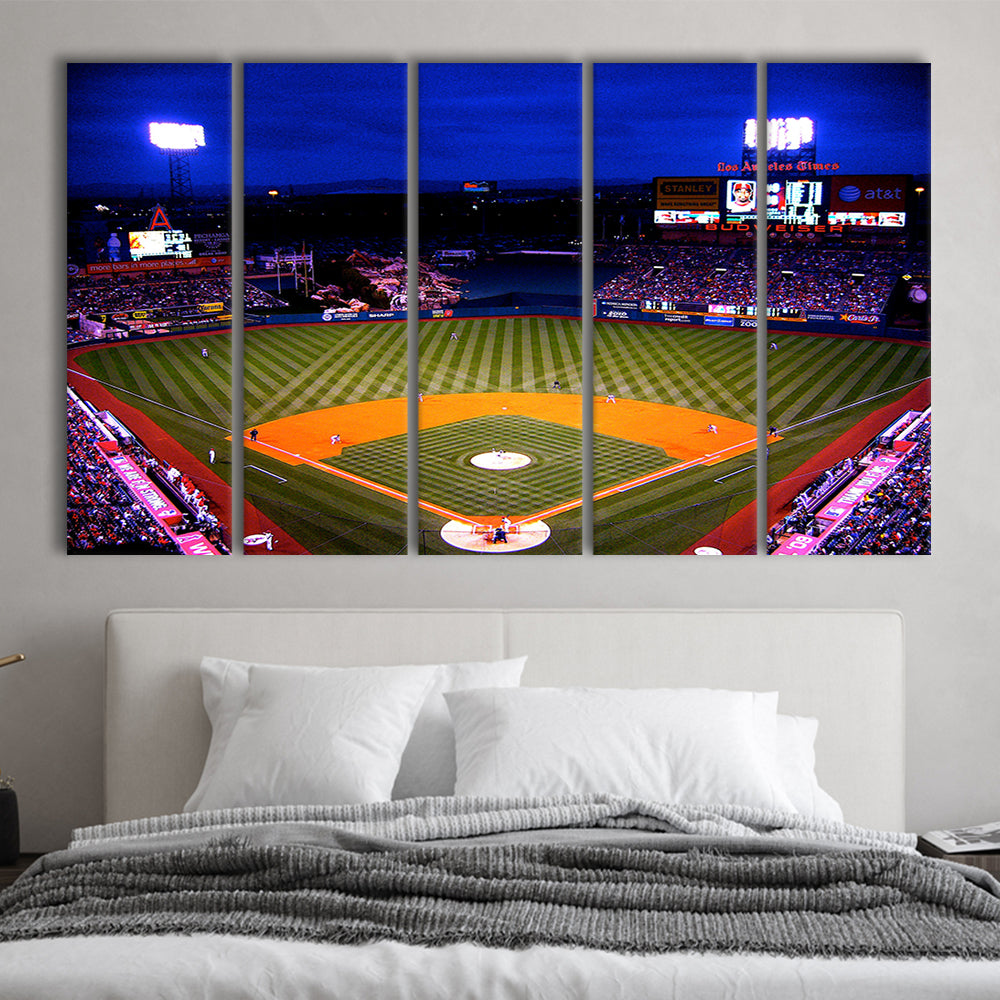 Los Angeles Angels of Anaheim, Stadium Canvas, Sport Art, 5 Panel B, Extra Large Canvas, Canvas Print Wall Art