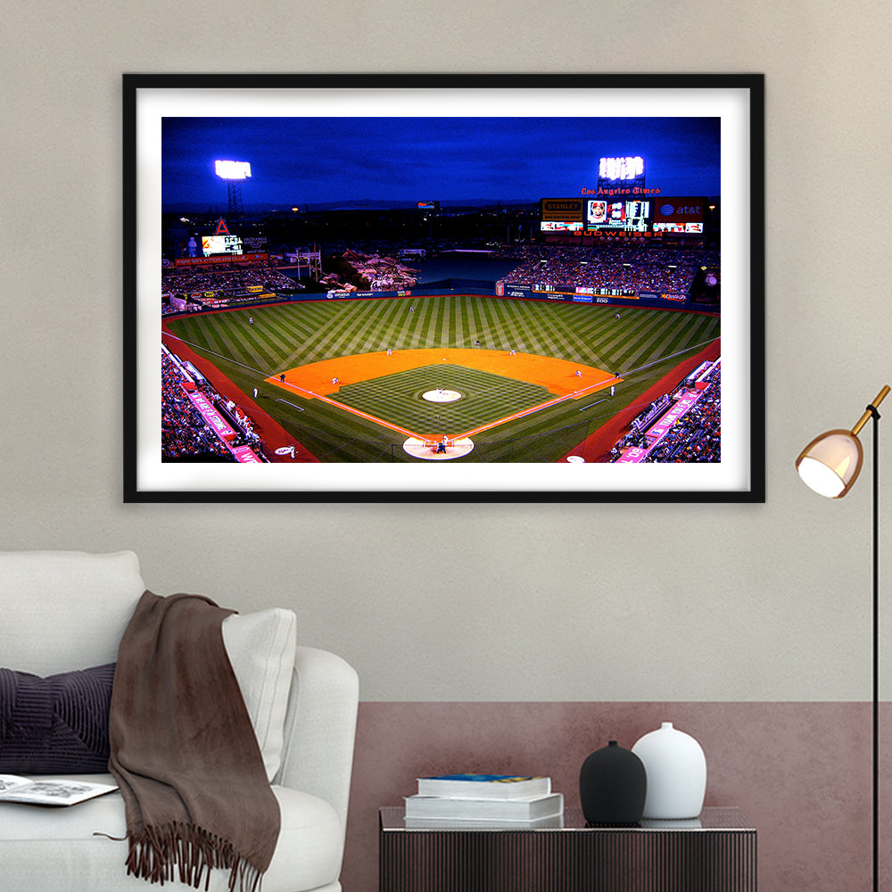 Los Angeles Angels of Anaheim, Stadium Canvas, Sport Art, Gift for him, White Border Framed Art Print Wall Decor