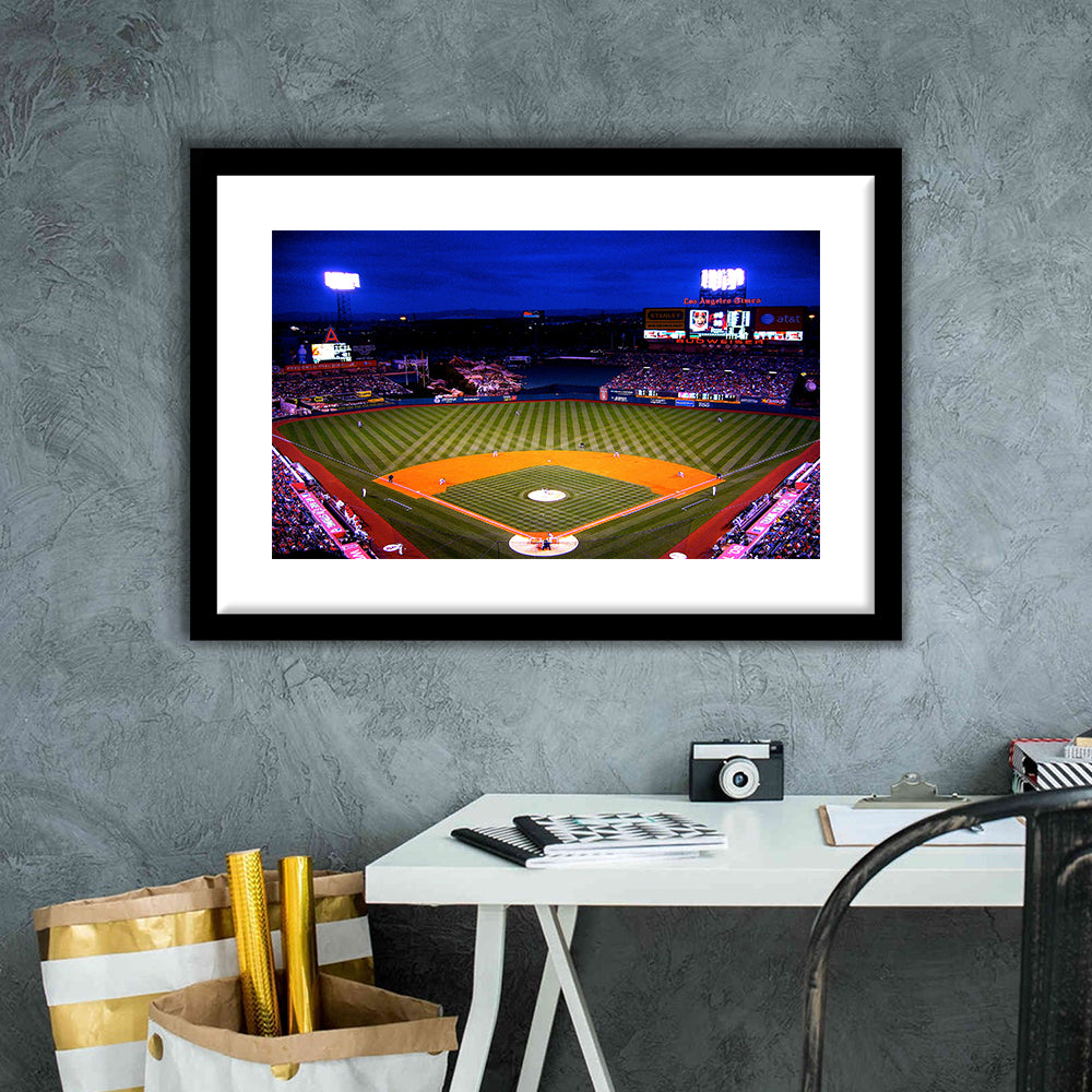 Los Angeles Angels of Anaheim, Stadium Canvas, Sport Art, Gift for him, White Border Framed Art Print Wall Decor