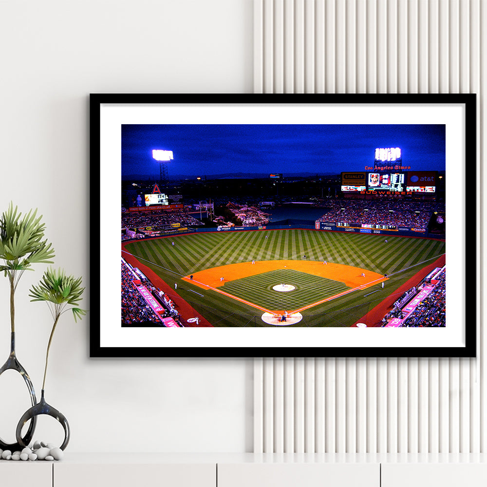 Los Angeles Angels of Anaheim, Stadium Canvas, Sport Art, Gift for him, White Border Framed Art Print Wall Decor