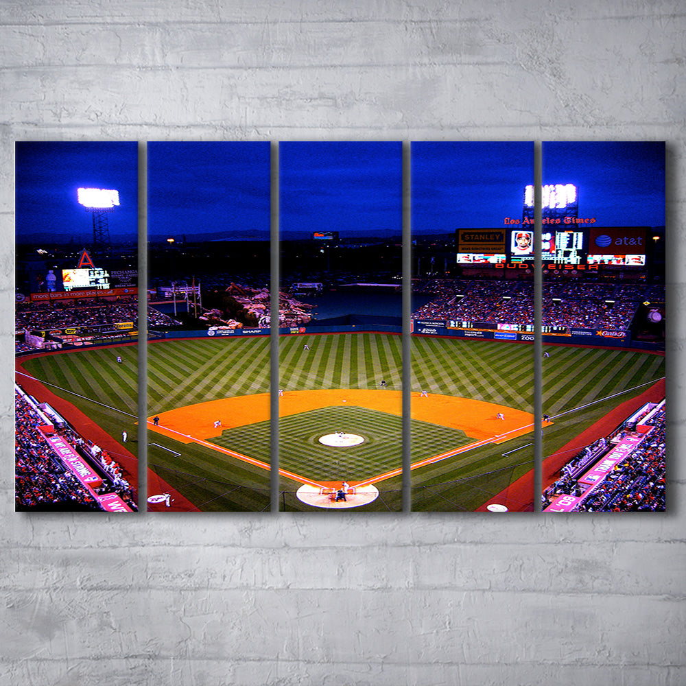 Los Angeles Angels of Anaheim, Stadium Canvas, Sport Art, 5 Panel B, Extra Large Canvas, Canvas Print Wall Art