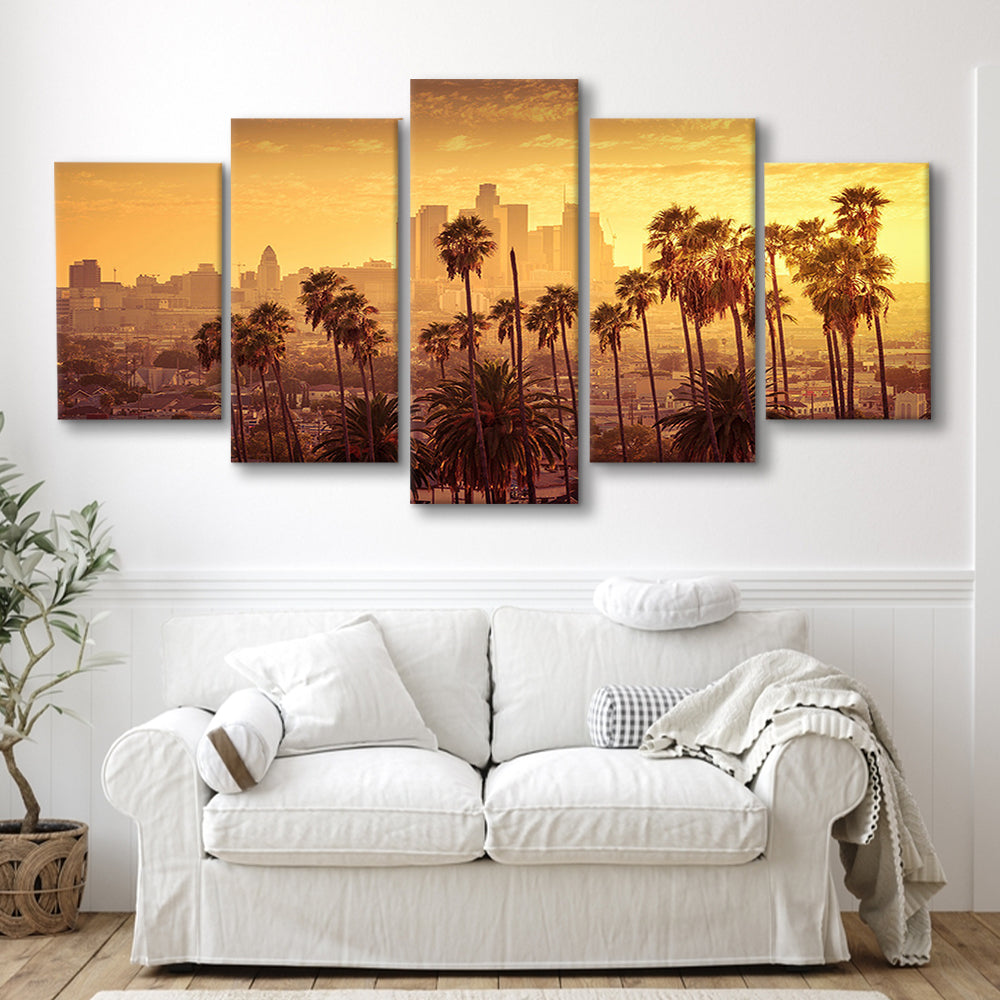 Los Angeles Art Los Angeles Wall Art, Multi Panel LA Los Angeles, Los Angeles California, 5 Piece Large Cavas Print Wall Art