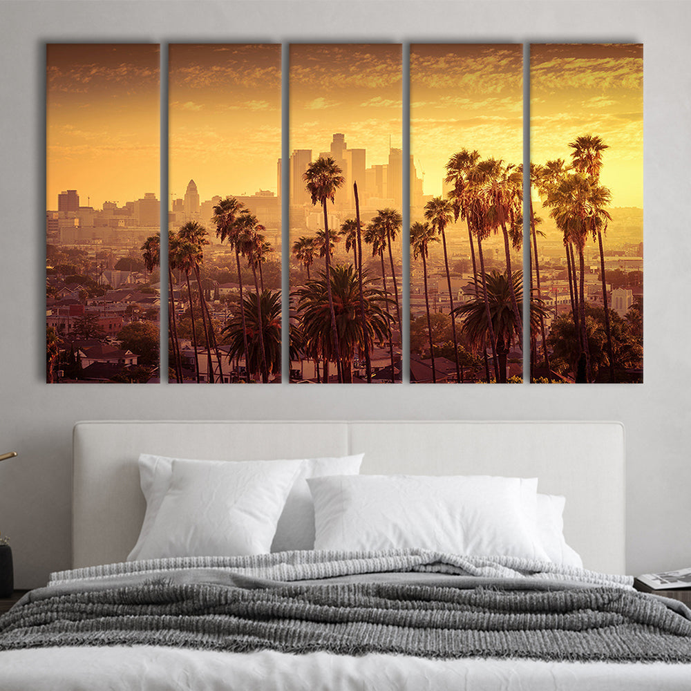Los Angeles Art Los Angeles Wall Art, Multi Panel LA Los Angeles, 5 Piece B Extra Large Cavas Print Wall Art Decor
