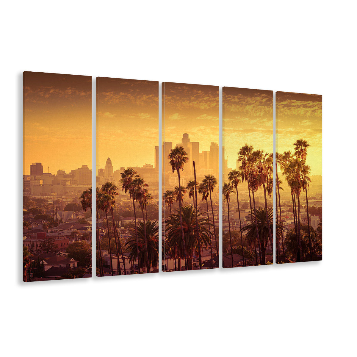 Los Angeles Art Los Angeles Wall Art, Multi Panel LA Los Angeles, 5 Piece B Extra Large Cavas Print Wall Art Decor