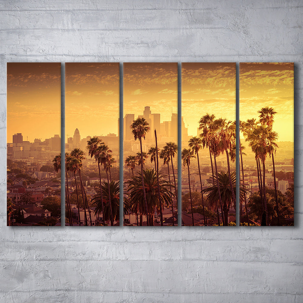 Los Angeles Art Los Angeles Wall Art, Multi Panel LA Los Angeles, 5 Piece B Extra Large Cavas Print Wall Art Decor