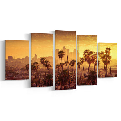 Los Angeles Art Los Angeles Wall Art, Multi Panel LA Los Angeles, Los Angeles California, 5 Piece Large Cavas Print Wall Art