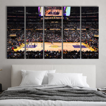 Los Angeles Lakers, Stadium Canvas, Sport Art, 5 Panel B, Extra Large Canvas, Canvas Print Wall Art