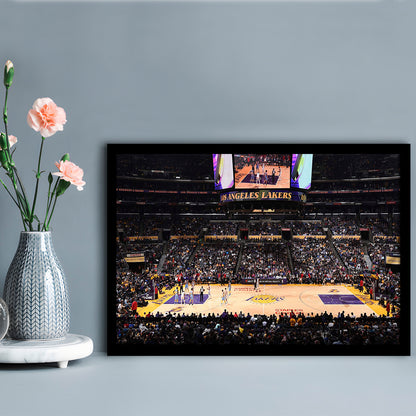 Los Angeles Lakers, Stadium Canvas, Sport Art, Gift for him, Framed Art Print Wall Decor, Picture Framed