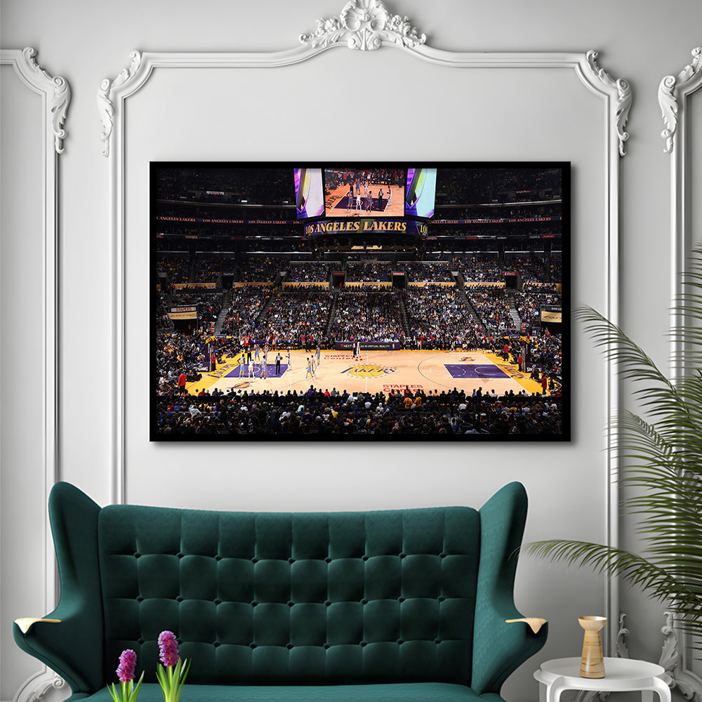 Los Angeles Lakers, Stadium Canvas, Sport Art, Gift for him, Framed Art Print Wall Decor, Picture Framed