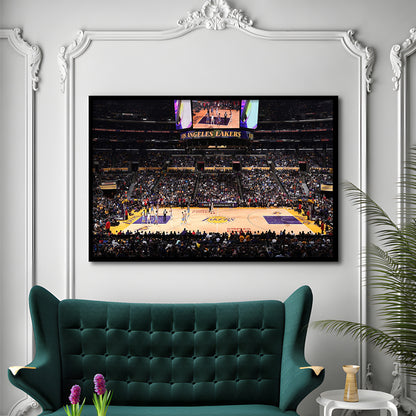 Los Angeles Lakers, Stadium Canvas, Sport Art, Gift for him, Framed Art Print Wall Decor, Picture Framed