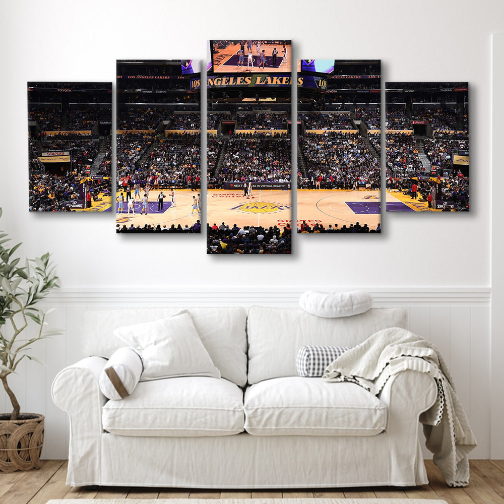 Los Angeles Lakers, Stadium Canvas, Sport Art, Gift for him, 5 Panel, Large Canvas, Canvas Print Wall Art