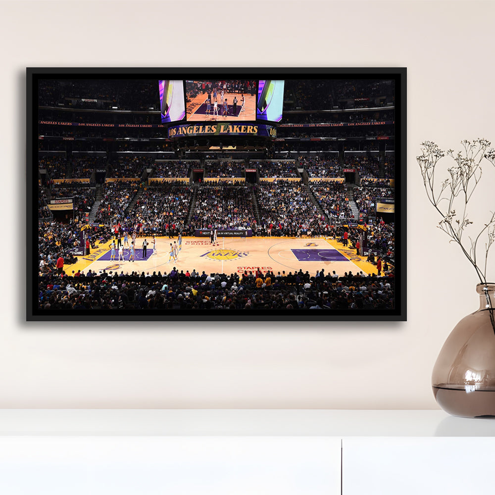 Los Angeles Lakers, Stadium Canvas, Sport Art, Framed Canvas Print Wall Art, Floating Frame