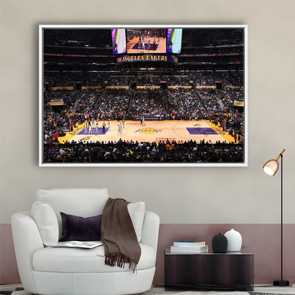 Los Angeles Lakers, Stadium Canvas, Sport Art, Framed Canvas Print Wall Art, Floating Frame