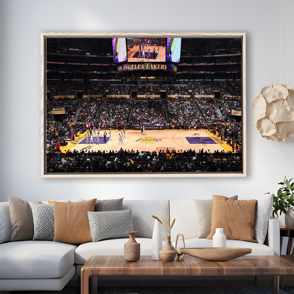 Los Angeles Lakers, Stadium Canvas, Sport Art, Framed Canvas Print Wall Art, Floating Frame