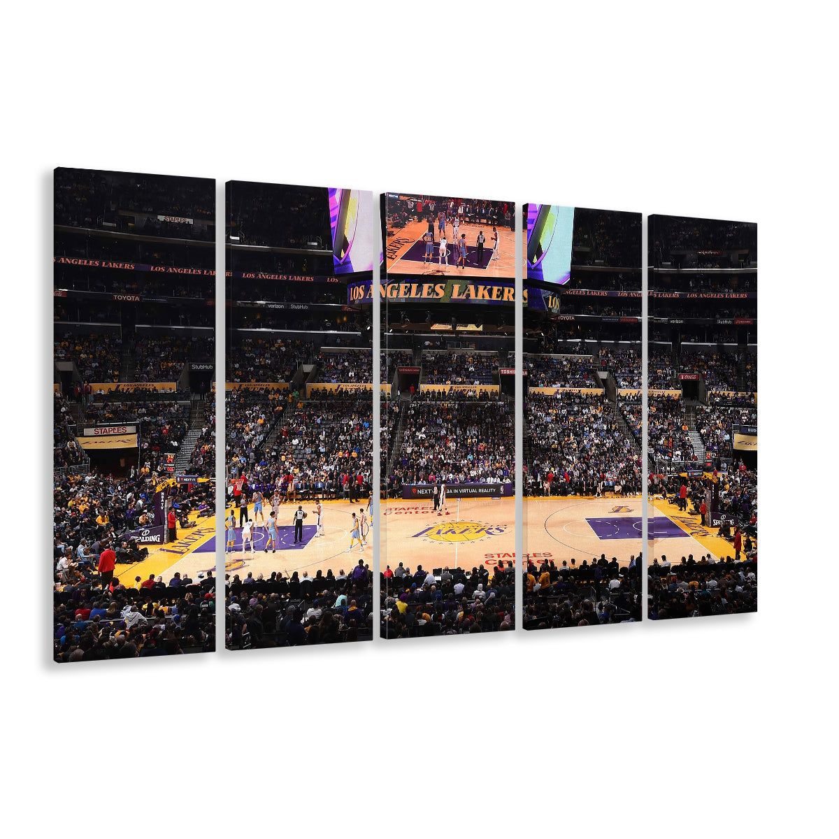 Los Angeles Lakers, Stadium Canvas, Sport Art, 5 Panel B, Extra Large Canvas, Canvas Print Wall Art
