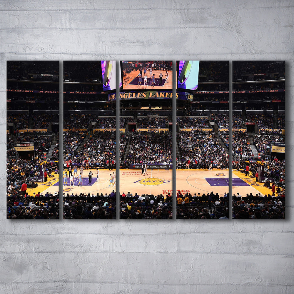 Los Angeles Lakers, Stadium Canvas, Sport Art, 5 Panel B, Extra Large Canvas, Canvas Print Wall Art