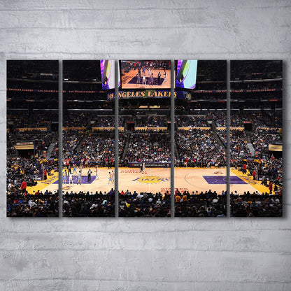 Los Angeles Lakers, Stadium Canvas, Sport Art, 5 Panel B, Extra Large Canvas, Canvas Print Wall Art