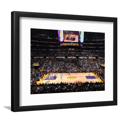 Los Angeles Lakers, Stadium Canvas, Sport Art, Gift for him, White Border Framed Art Print Wall Decor