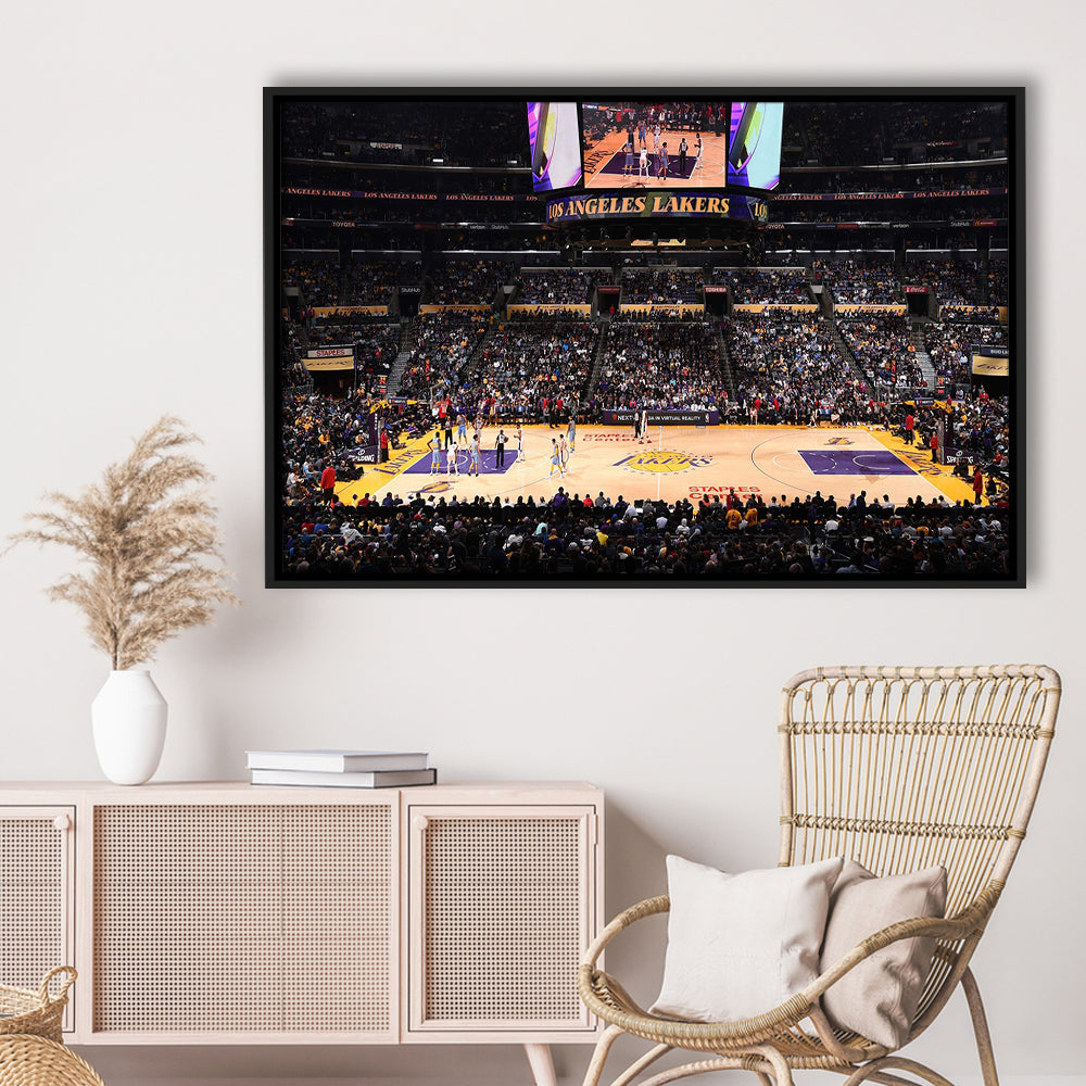 Los Angeles Lakers, Stadium Canvas, Sport Art, Framed Canvas Print Wall Art, Floating Frame