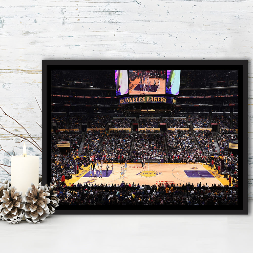 Los Angeles Lakers, Stadium Canvas, Sport Art, Framed Canvas Print Wall Art, Floating Frame