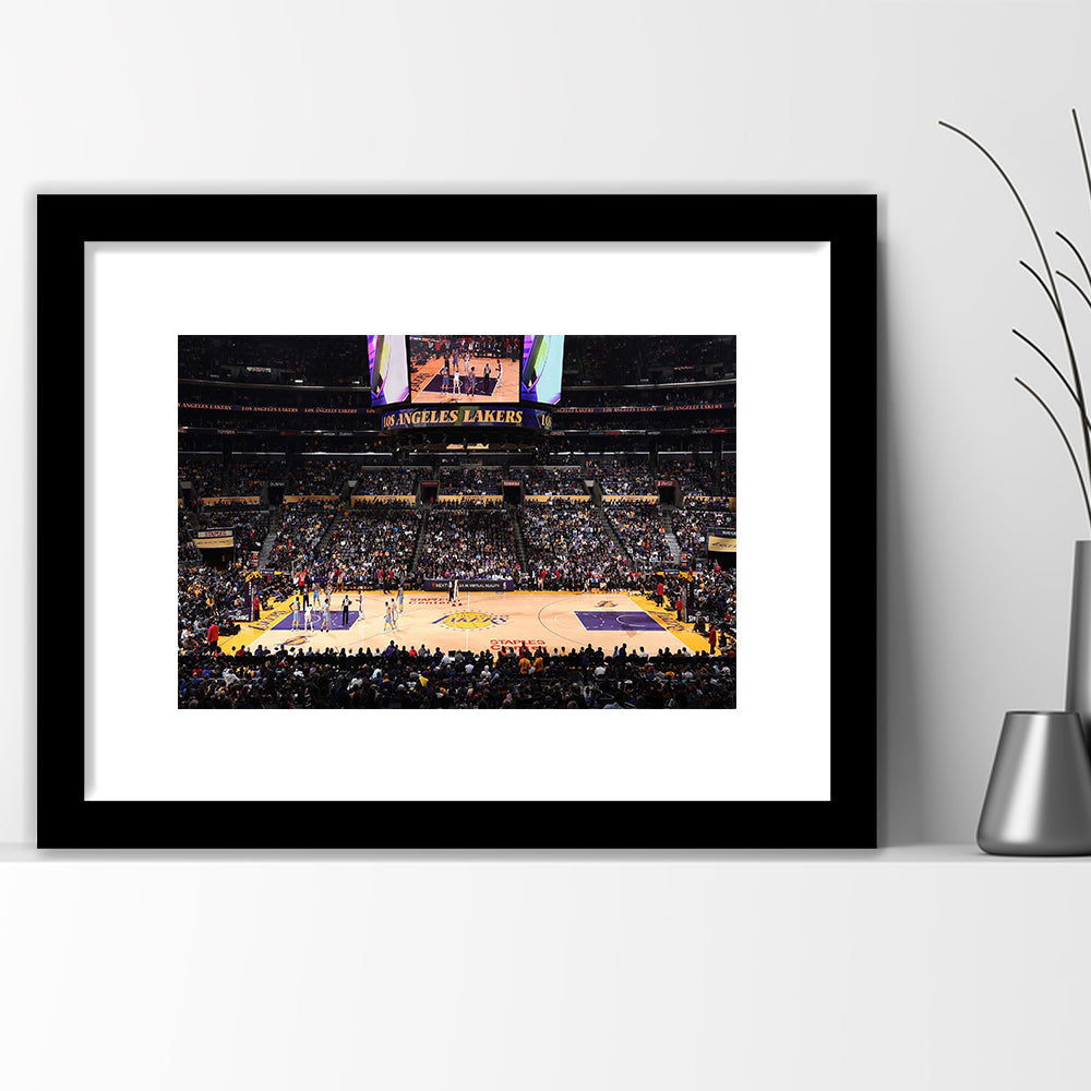 Los Angeles Lakers, Stadium Canvas, Sport Art, Gift for him, White Border Framed Art Print Wall Decor