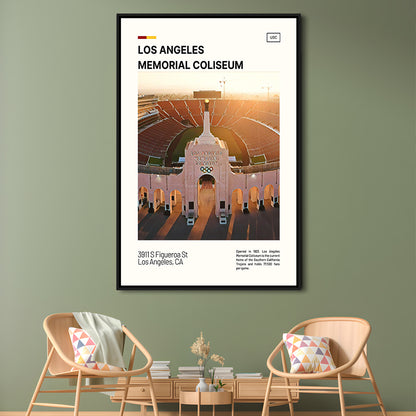 Los Angeles Memorial Coliseum Print, USC Trojans Stadium Canvas Art, Man Cave Gift, Floating Framed Canvas Print Wall Art