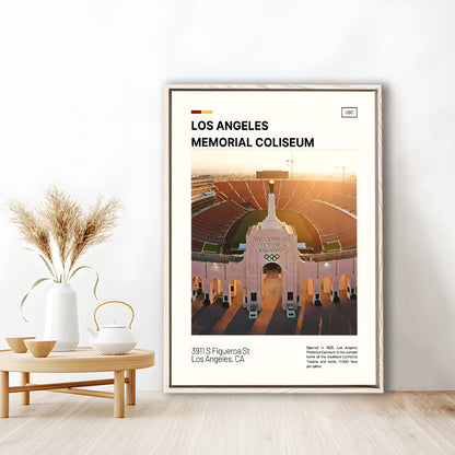 Los Angeles Memorial Coliseum Print, USC Trojans Stadium Canvas Art, Man Cave Gift, Floating Framed Canvas Print Wall Art