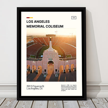 Los Angeles Memorial Coliseum Print, USC Trojans Stadium Canvas Art, Man Cave Gift, Floating Framed Canvas Print Wall Art