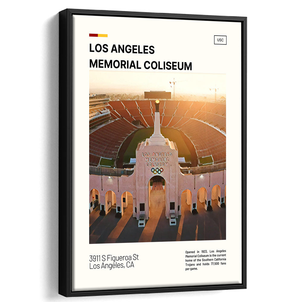 Los Angeles Memorial Coliseum Print, USC Trojans Stadium Canvas Art, Man Cave Gift, Floating Framed Canvas Print Wall Art