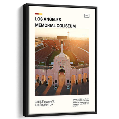 Los Angeles Memorial Coliseum Print, USC Trojans Stadium Canvas Art, Man Cave Gift, Floating Framed Canvas Print Wall Art