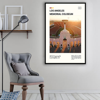 Los Angeles Memorial Coliseum Print, USC Trojans Stadium Canvas Art, Man Cave Gift, Floating Framed Canvas Print Wall Art