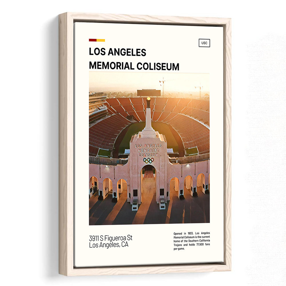 Los Angeles Memorial Coliseum Print, USC Trojans Stadium Canvas Art, Man Cave Gift, Floating Framed Canvas Print Wall Art