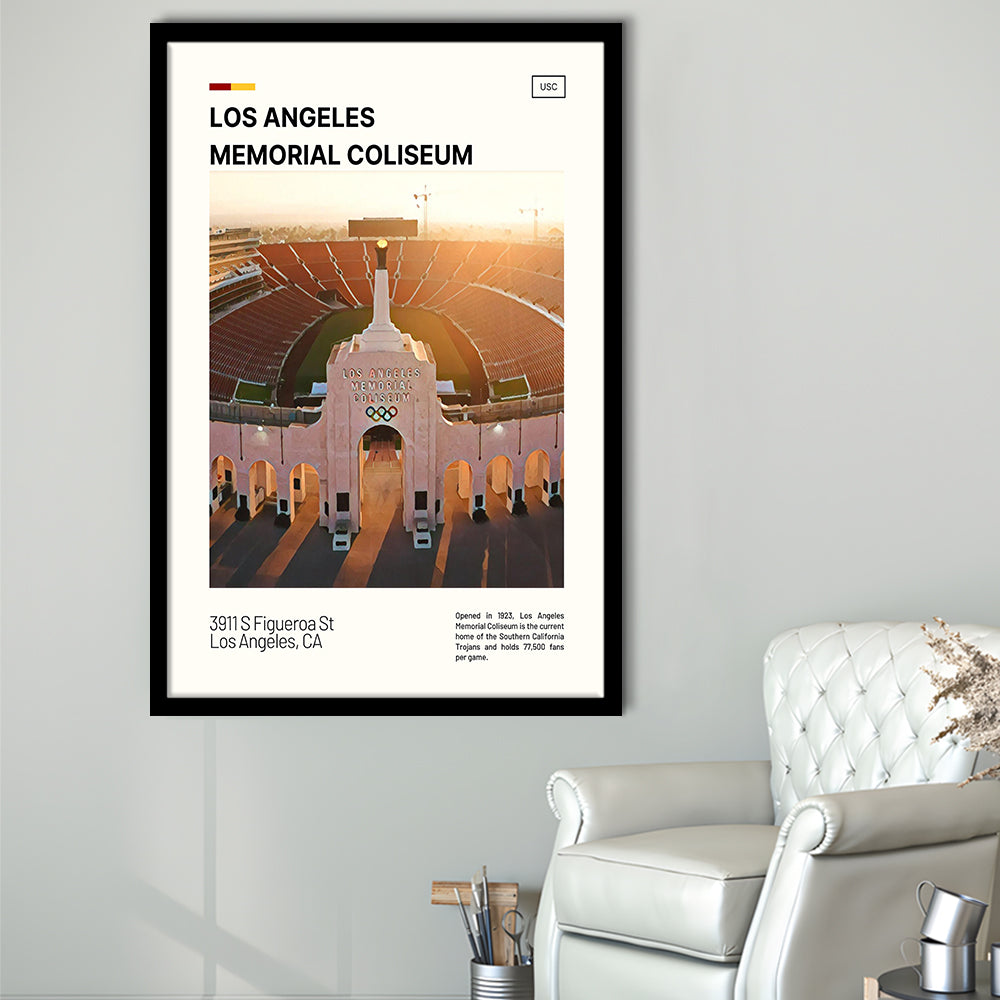 Los Angeles Memorial Coliseum Print, USC Trojans Stadium Art, Gifts for him, Sport Art, Framed Art Print Wall Decor