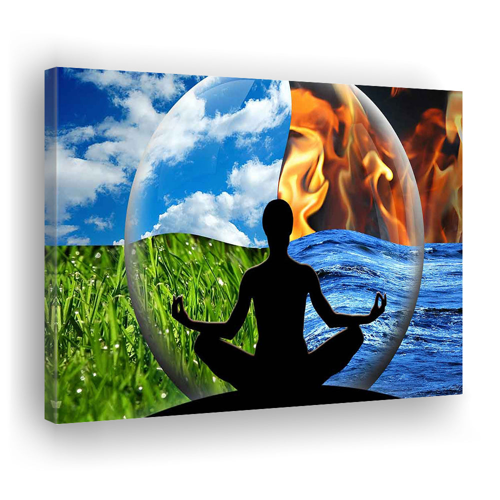 Lotus Pose Yoga Wall Art Decor, Element Canvas Art,Lotus Position Wall Decor, Cavas Print Wall Art Hom Decor