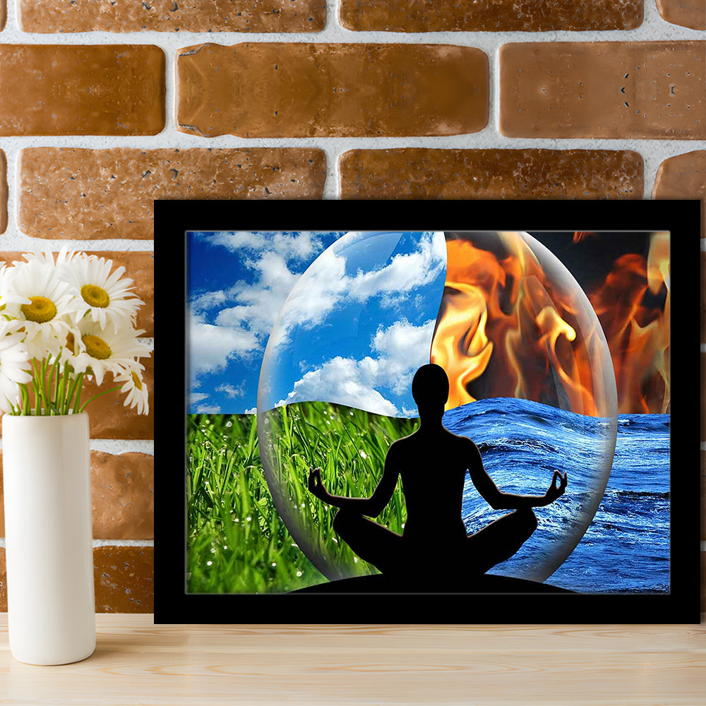 Lotus Pose Yoga Wall Art Decor, Element Art Art,Lotus Position Wall Decor, Framed Art Print, Picture Framed