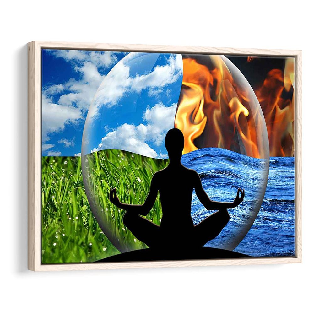 Lotus Pose Yoga Wall Art Decor, Element Canvas Art,Lotus Position Wall Decor, Framed Cavas Print, Floating Frame