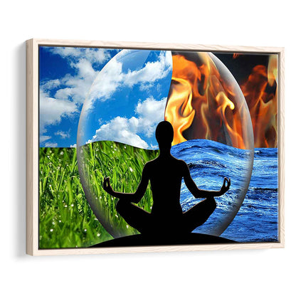Lotus Pose Yoga Wall Art Decor, Element Canvas Art,Lotus Position Wall Decor, Framed Cavas Print, Floating Frame