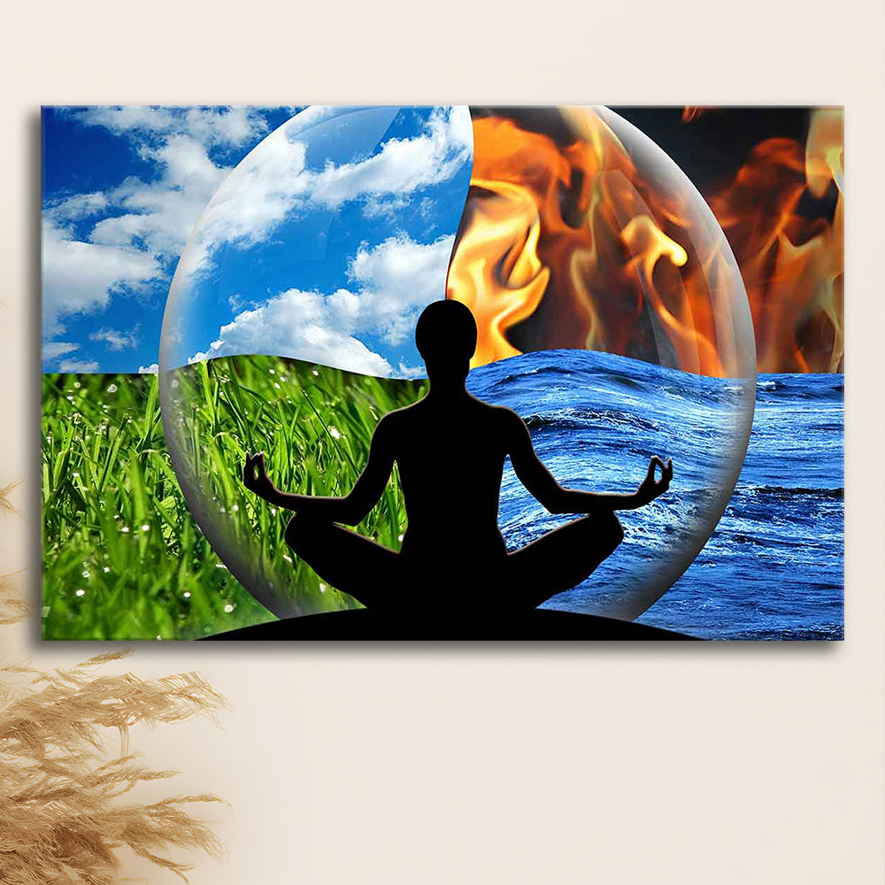 Lotus Pose Yoga Wall Art Decor, Element Canvas Art,Lotus Position Wall Decor, Cavas Print Wall Art Hom Decor