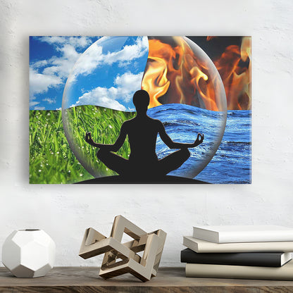 Lotus Pose Yoga Wall Art Decor, Element Canvas Art,Lotus Position Wall Decor, Cavas Print Wall Art Hom Decor