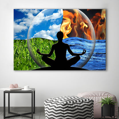 Lotus Pose Yoga Wall Art Decor, Element Canvas Art,Lotus Position Wall Decor, Cavas Print Wall Art Hom Decor
