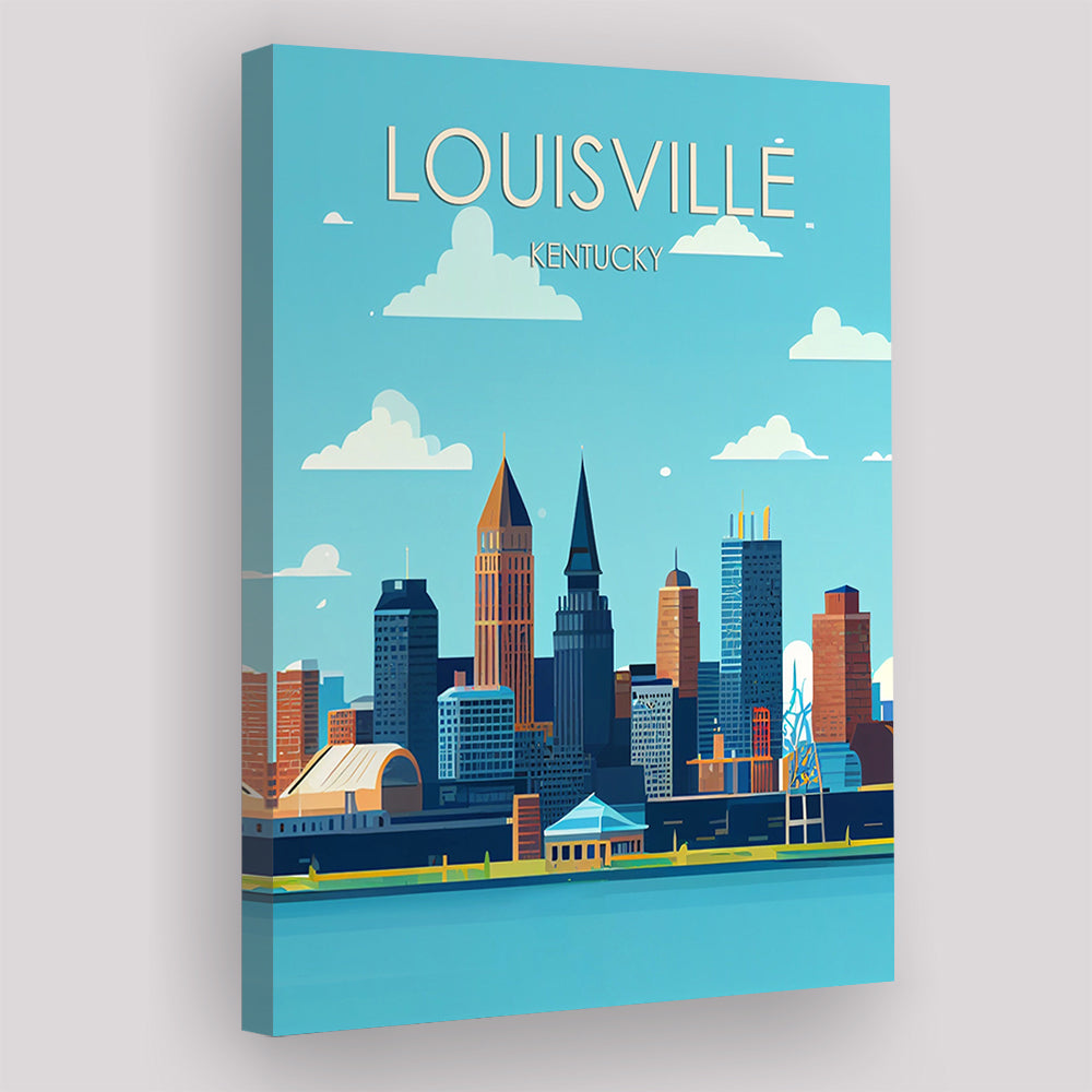 Louisville Kentucky Retro Art Print, Louisville City Wall Art, Canvas Print, Painting Canvas, Living Room Decor