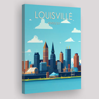 Louisville Kentucky Retro Art Print, Louisville City Wall Art, Canvas Print, Painting Canvas, Living Room Decor