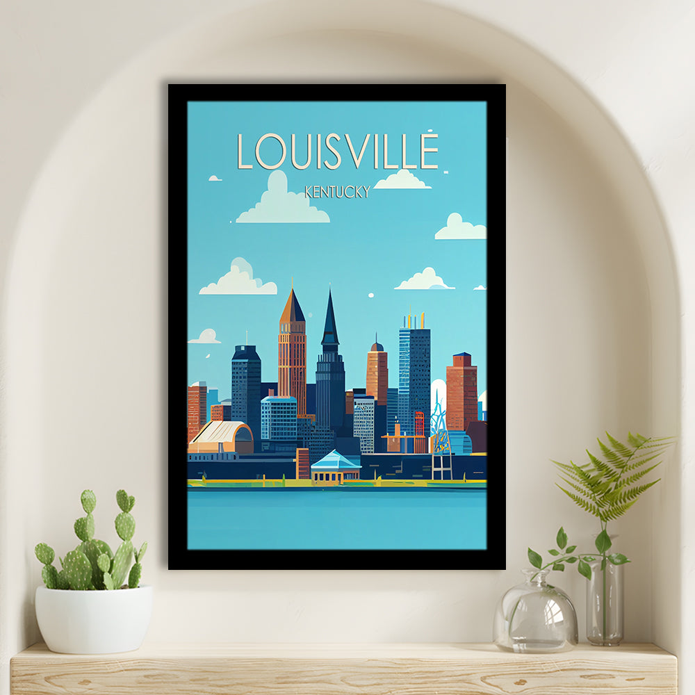 Louisville Kentucky Retro Art Print, Louisville City Wall Art, Framed Art Print, Picture Framed, Painting Art