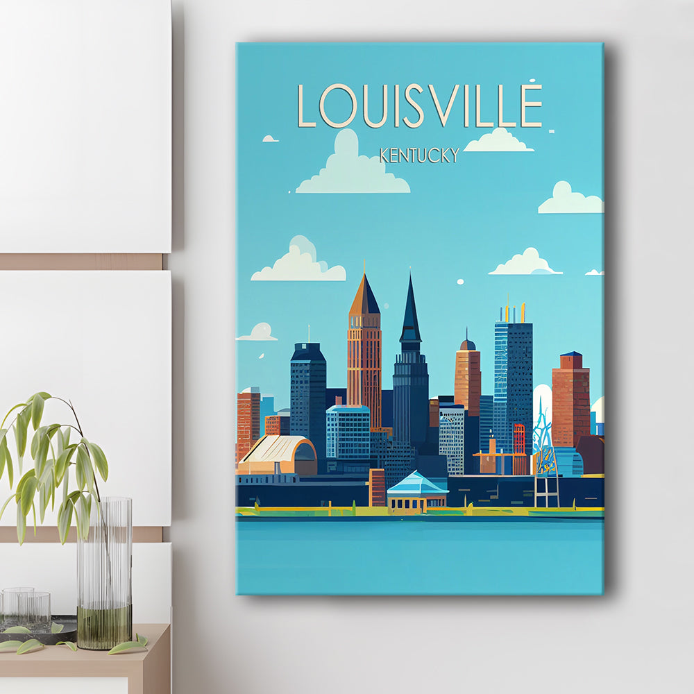 Louisville Kentucky Retro Art Print, Louisville City Wall Art, Canvas Print, Painting Canvas, Living Room Decor