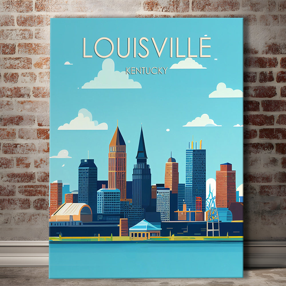 Louisville Kentucky Retro Art Print, Louisville City Wall Art, Canvas Print, Painting Canvas, Living Room Decor