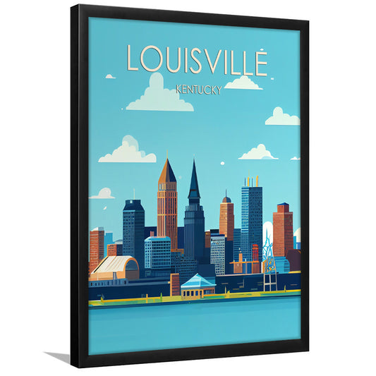 Louisville Kentucky Retro Art Print, Louisville City Wall Art, Framed Art Print, Picture Framed, Painting Art