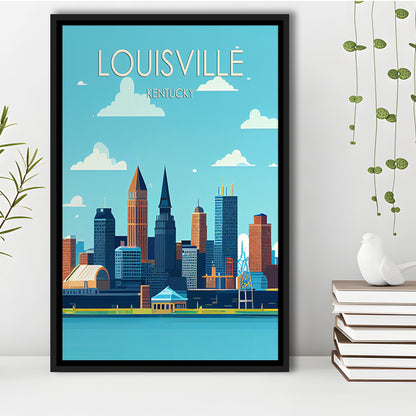 Louisville Kentucky Retro Art Print, Louisville City Wall Art, Floating Framed Canvas Print, Framed Picture, Painting Canvas