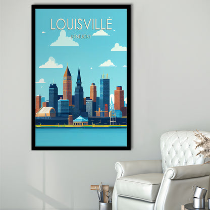 Louisville Kentucky Retro Art Print, Louisville City Wall Art, Framed Art Print, Picture Framed, Painting Art