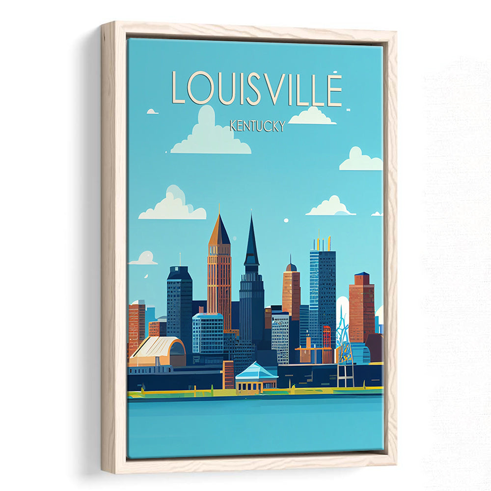 Louisville Kentucky Retro Art Print, Louisville City Wall Art, Floating Framed Canvas Print, Framed Picture, Painting Canvas